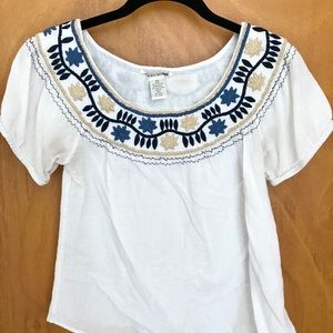 LUCKY BRAND Embroidered White Top XS